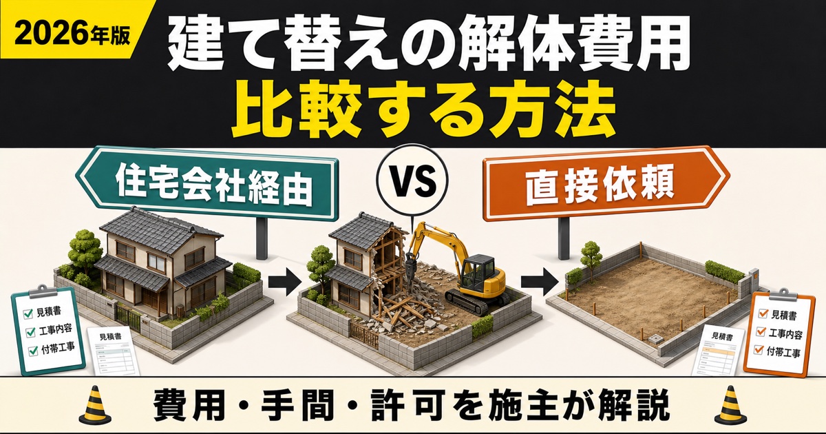 建て替えの解体費用を住宅会社経由と直接依頼で比較する方法【2026年版】