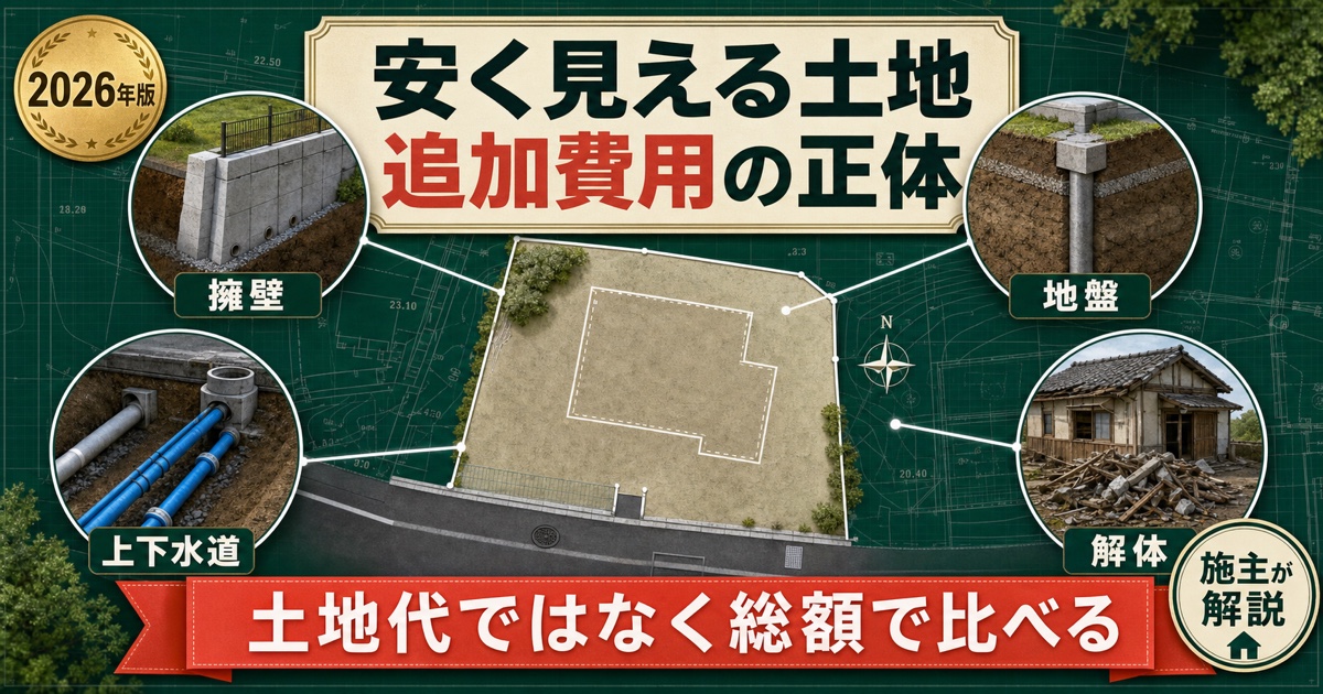 安く見える土地の擁壁・地盤・上下水道・解体の追加費用【2026年版】