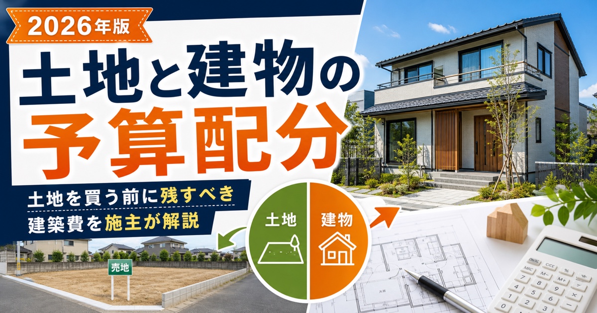 土地と建物の予算配分【2026年版】土地を買う前に残すべき建築費を施主が解説