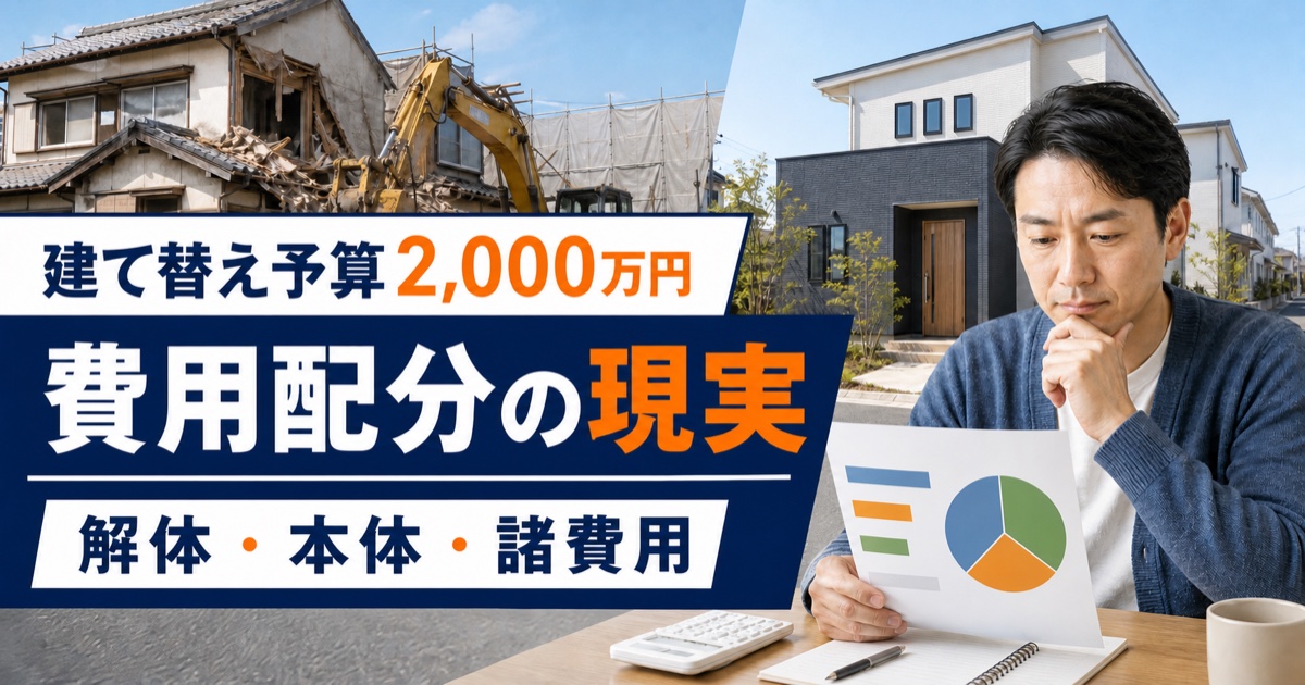 建て替え予算2,000万円の解体・本体・諸費用を検討するイメージ