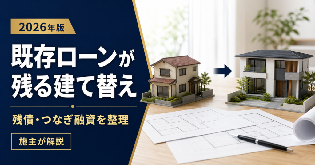 既存住宅ローンの残債とつなぎ融資を整理する建て替え記事