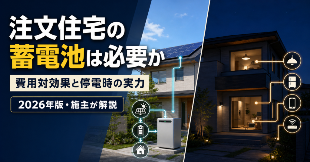 注文住宅の蓄電池の費用対効果と停電時の実力を比較する2026年版アイキャッチ