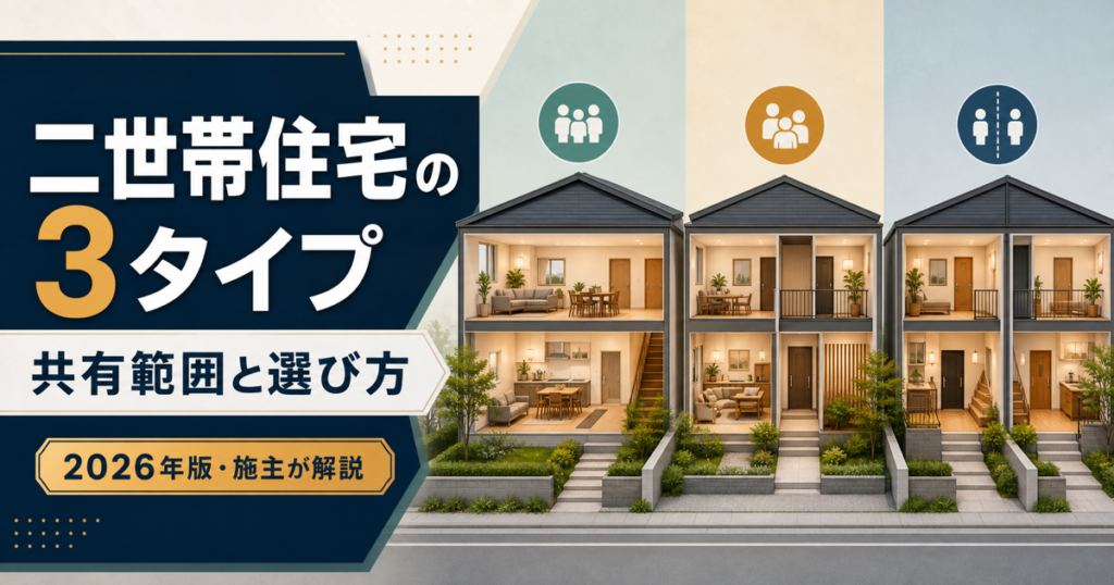 二世帯住宅の3タイプと共有範囲・選び方を示す2026年版アイキャッチ
