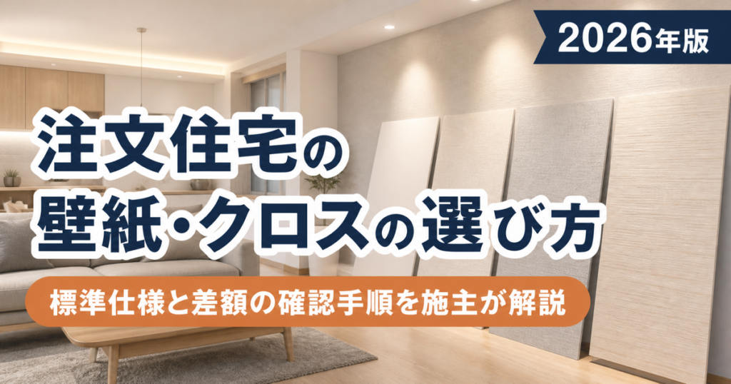 注文住宅の壁紙・クロス選びと標準仕様の確認手順を示したアイキャッチ