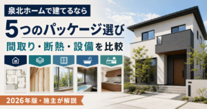 泉北ホームの5つのパッケージと間取り・断熱・設備の比較